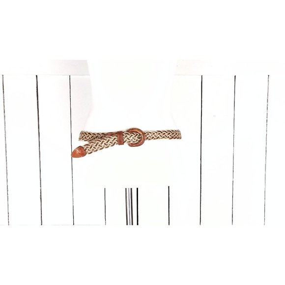 Vintage woven tan jute  leather rope braided belt - Picture 1 of 3